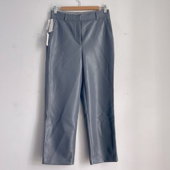 NWT Aritzia Babaton Command Cropped vegan leather mid rise straight leg pant 6 - Picture 1 of 7